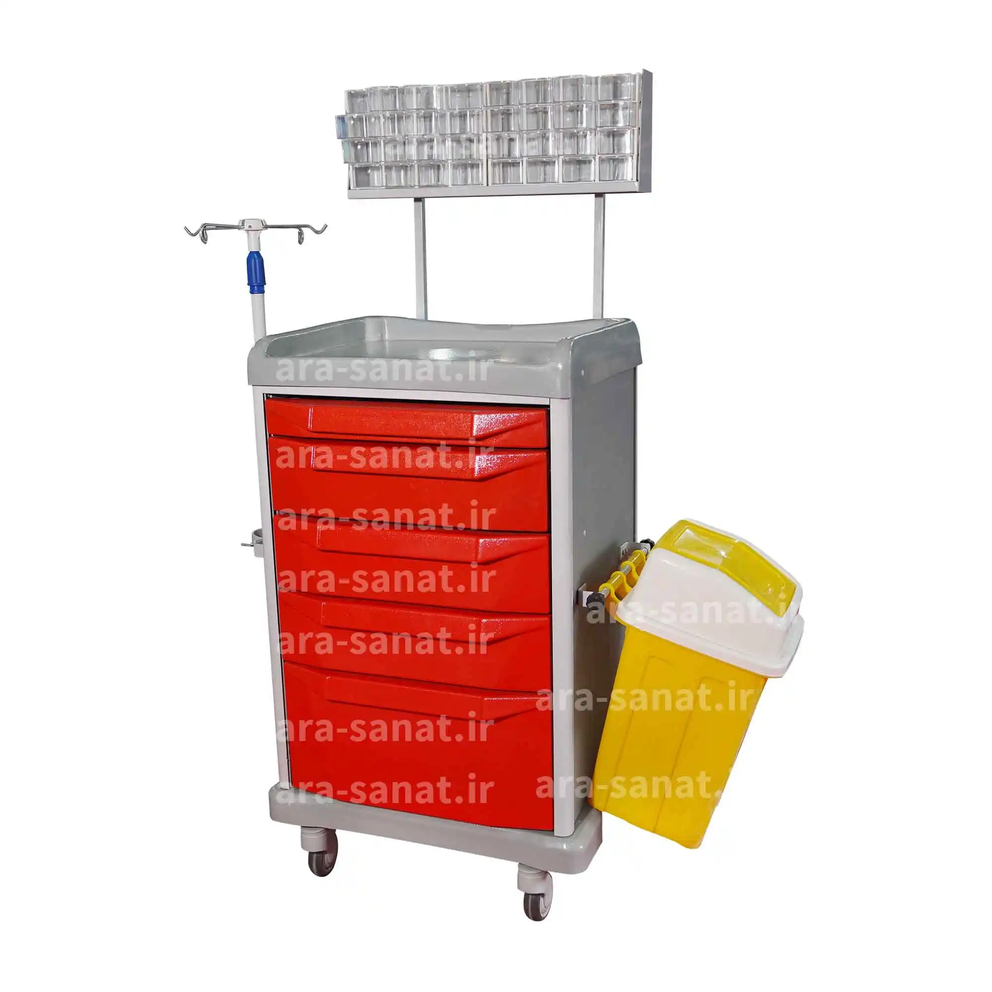 5901-min_11zon خرید و قیمت ترالی اورژانس 5 کشو ABS آرا صنعت مدل 950/2 - Image 1